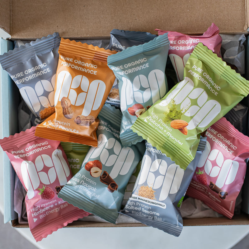10 Energyballs in kleiner POP Probierbox